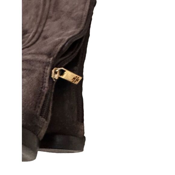 Tory Burch Irene chocolate brown suede with gold hardware design equestrian ridi - Picture 12 of 16